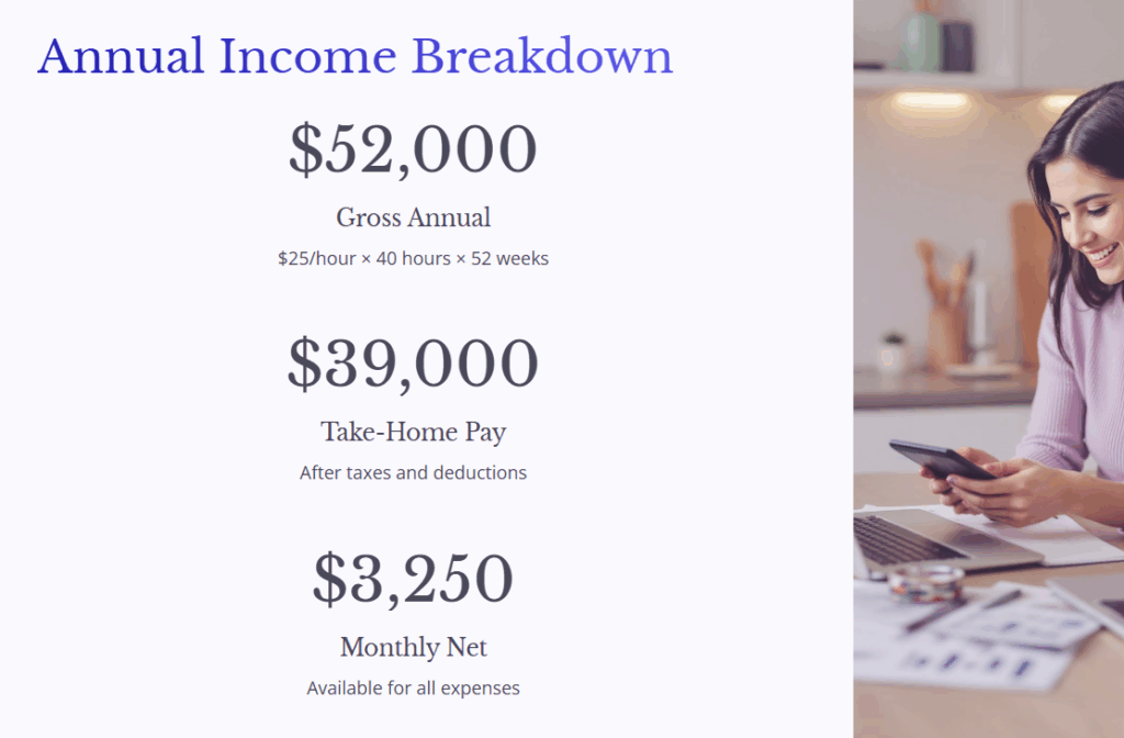 How Much House Can I Afford If I Make $25 an Hour? - 2 how much house can I afford if I make $25 an hour? - Annual Income Breakdown