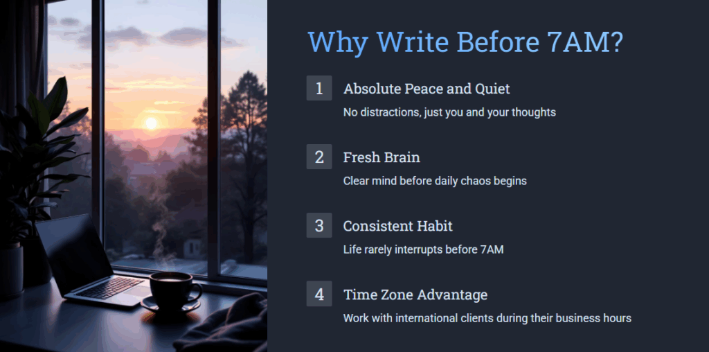 Earn Before Sunrise: 7 Writing Gigs That Pay Before You Start Your Day - 2 7 Writing Gigs You Can Do Before 7AM – Quiet, Remote, and Beginner-Friendly - Why Write Before 7AM?