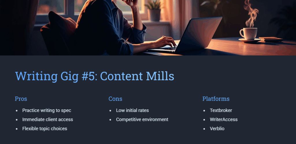 Earn Before Sunrise: 7 Writing Gigs That Pay Before You Start Your Day - 5 7 Writing Gigs You Can Do Before 7AM – Quiet, Remote, and Beginner-Friendly - Writing for Content Mills